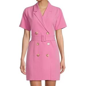 NWT Pink Collared Short Sleeve Suiting Mini Dress